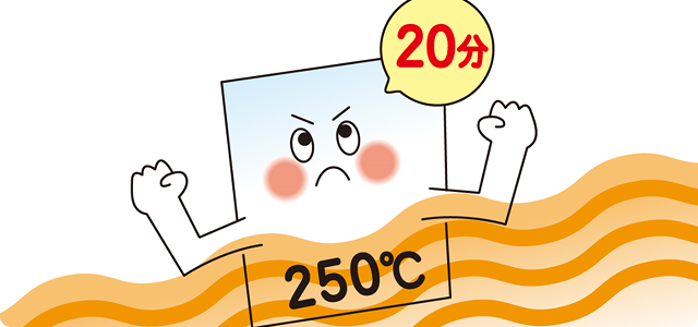 耐熱250℃（20分）なので、熱に強い