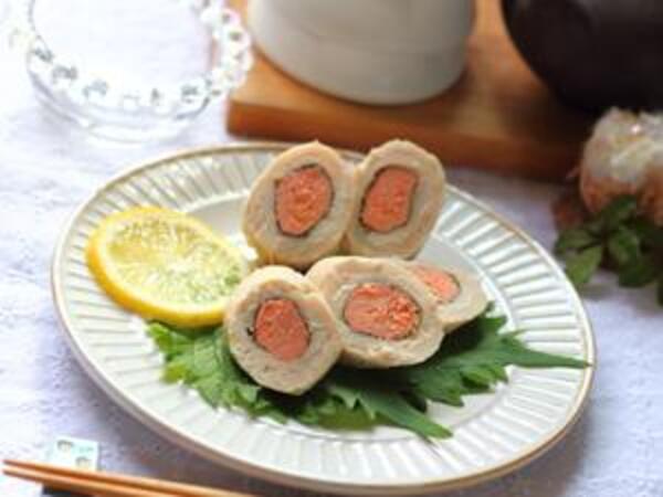 おかずにもおつまみにも！鶏ささみの明太子巻き
