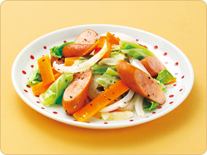 ソーセージと野菜炒め風