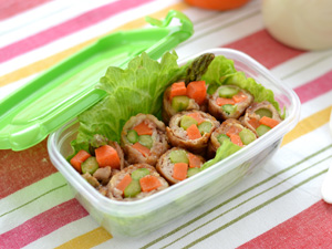 野菜の豚巻き　ガーリック醤油