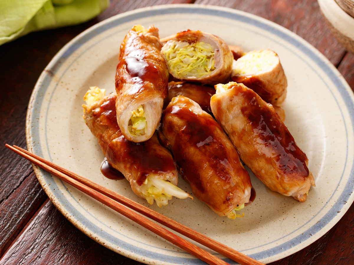 春キャベツの豚巻きしょうが焼き