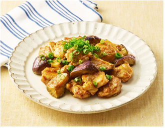 ノンオイルで満足♪鶏となすのカレー炒め