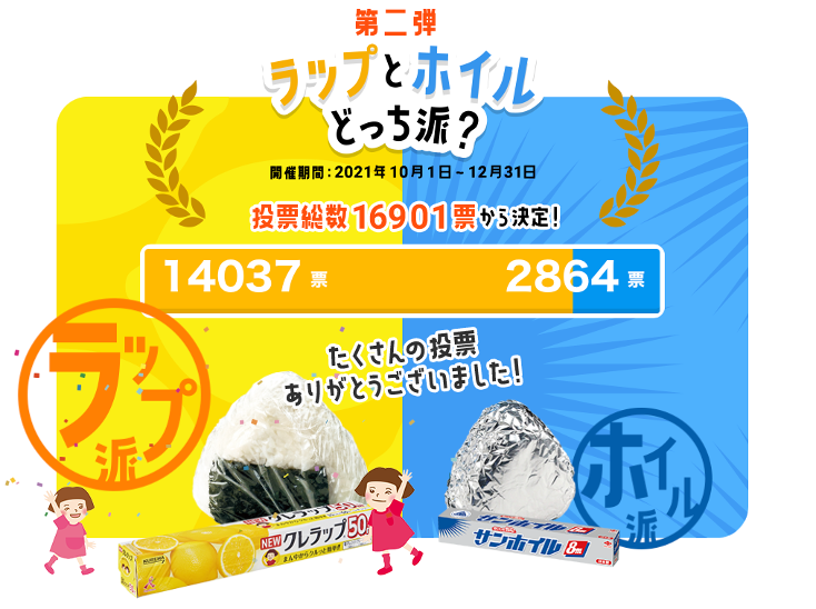 第二弾、「おにぎりに使うのはラップとホイル、どっち派？」